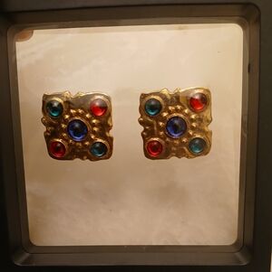CHANEL Vintage Multicolored Gripoix Earrings
